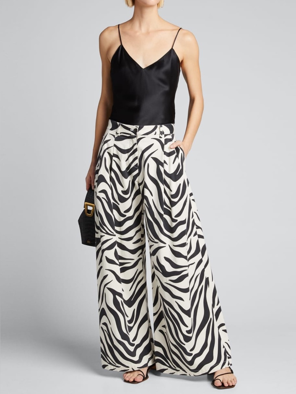 Nili Lotan Marbella Zebra Striped Silk Wide-Leg Pants - 0